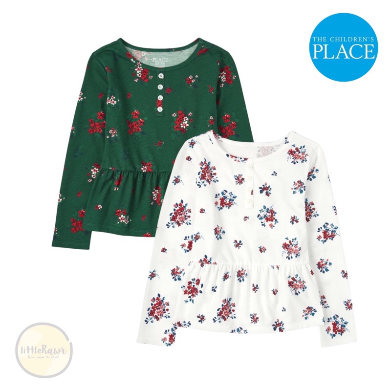 Kaos lengan panjang anak perempuan (Tcp) - flower button Is tee