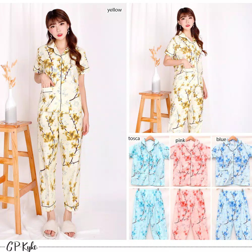 hokyfashion PIYAMA CP SAKURA TULIP JEPANG FIT TO XL-1