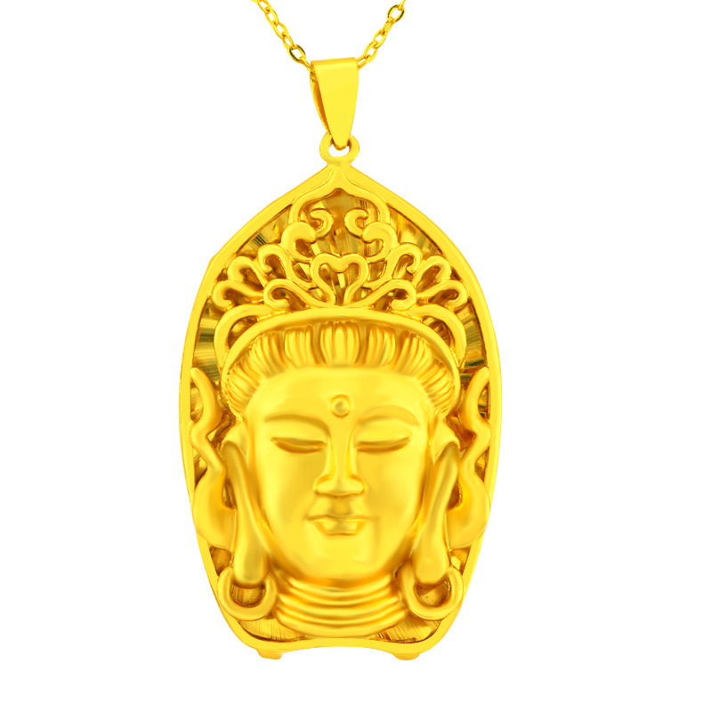 Kalung Emas Asli Kadar 375 Liontin Kepala Buddha Gaya Retro Untuk Pria