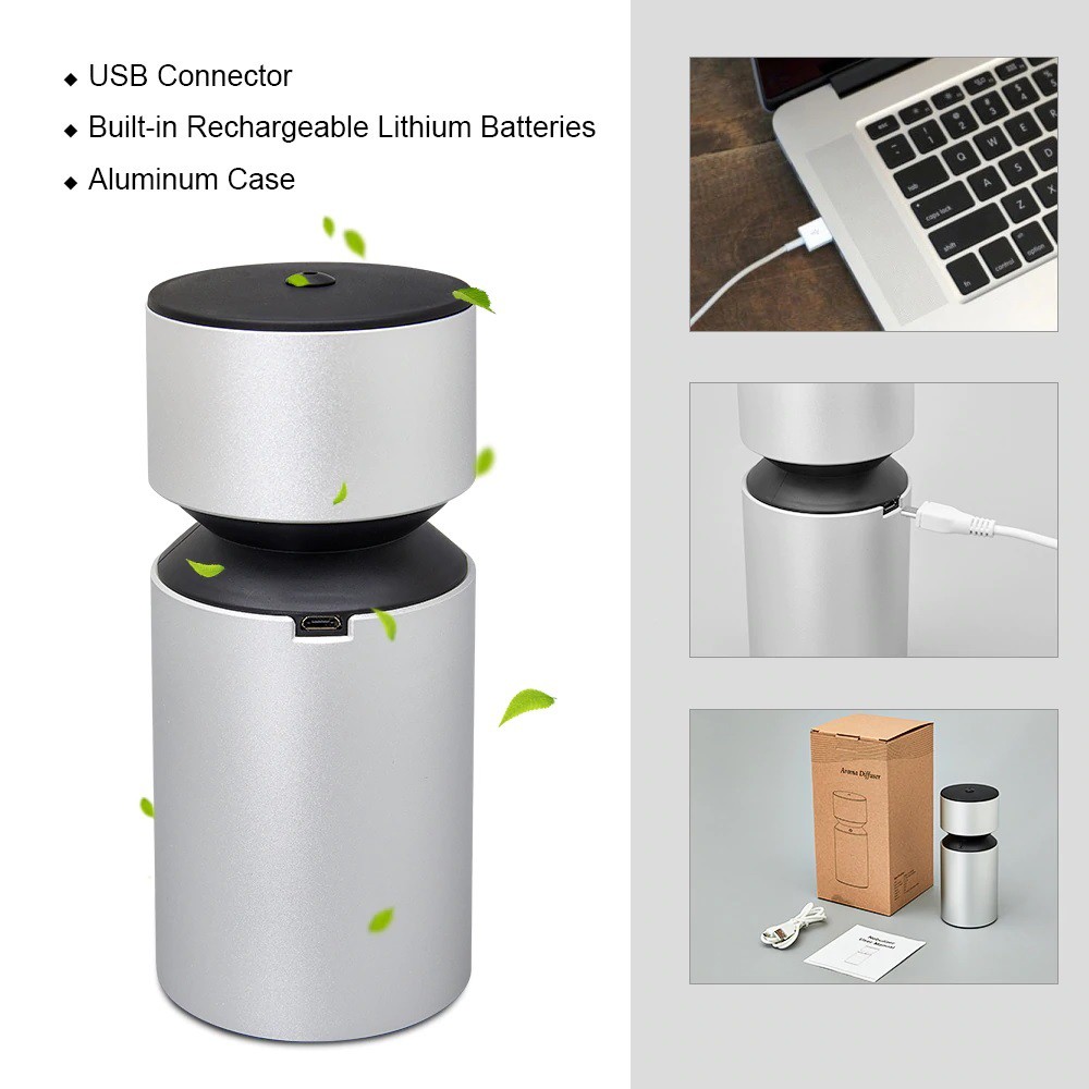 Waterless Rechargeable Oil Nebulizer Diffuser Aluminum Alloy Material - Essential Oil Nebulizer