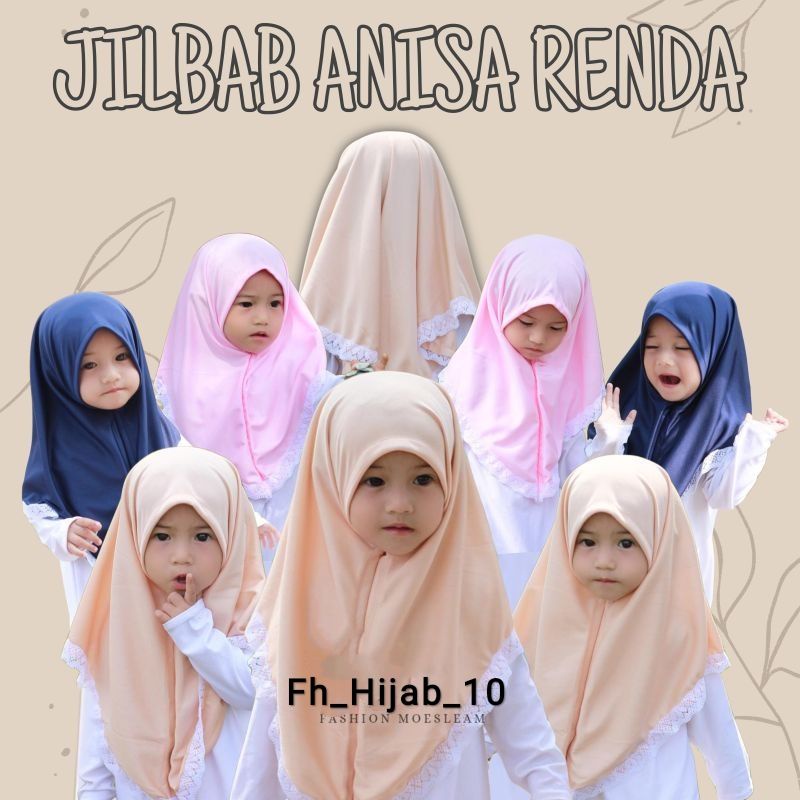 Jilbab Anisa Renda Anak bayi Instan 0-3 Tahun Bahan Lembut Adem | Hijab baby sekolah Tk newborn lucu Premium kekinian | Kerudung Perempuan Sd Terbaru 6-12 Bulan