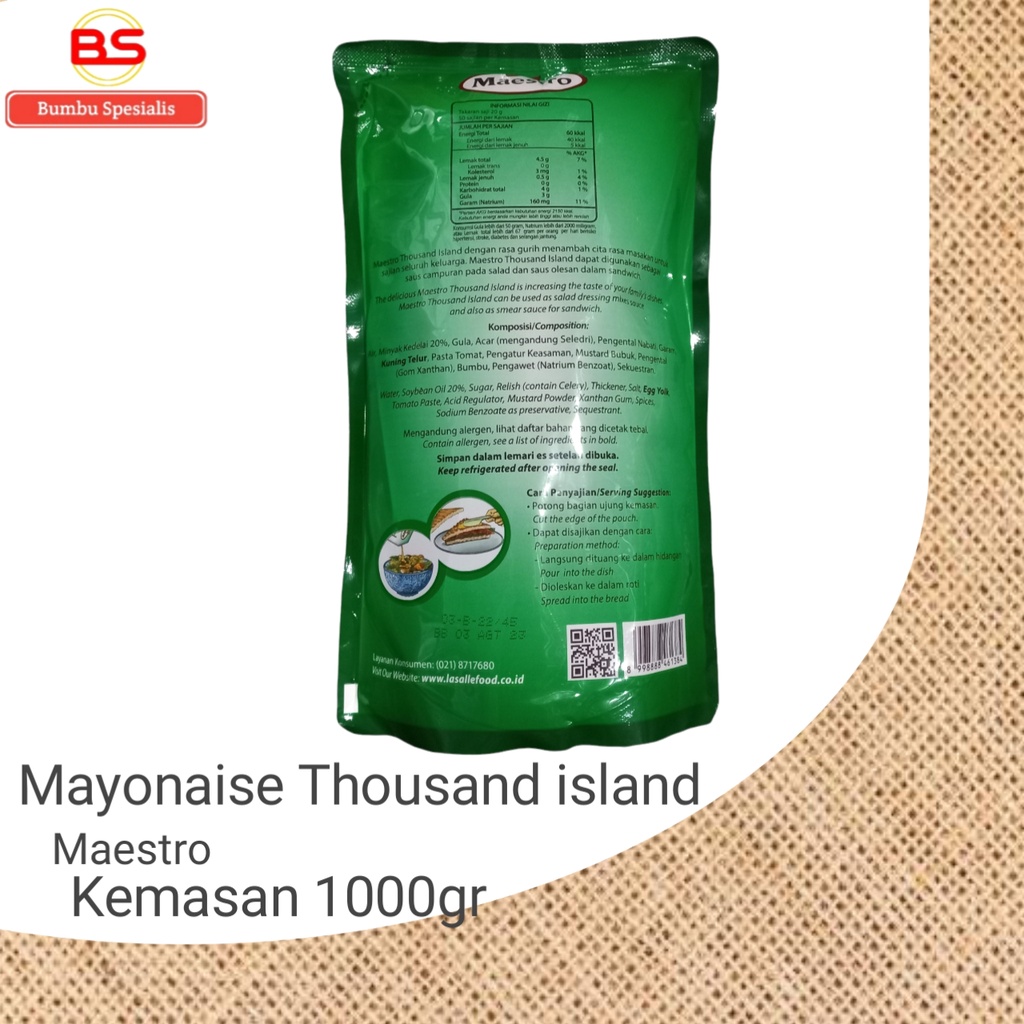 Thousand Island Pouch 1kg Maestro / 1000 kg - Tanpa Lemak