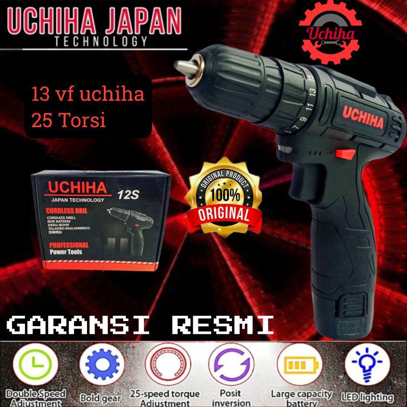 promo mesin bor baterai cordless 13vf uchiha kardus 1baterai uchiha japan teknologi