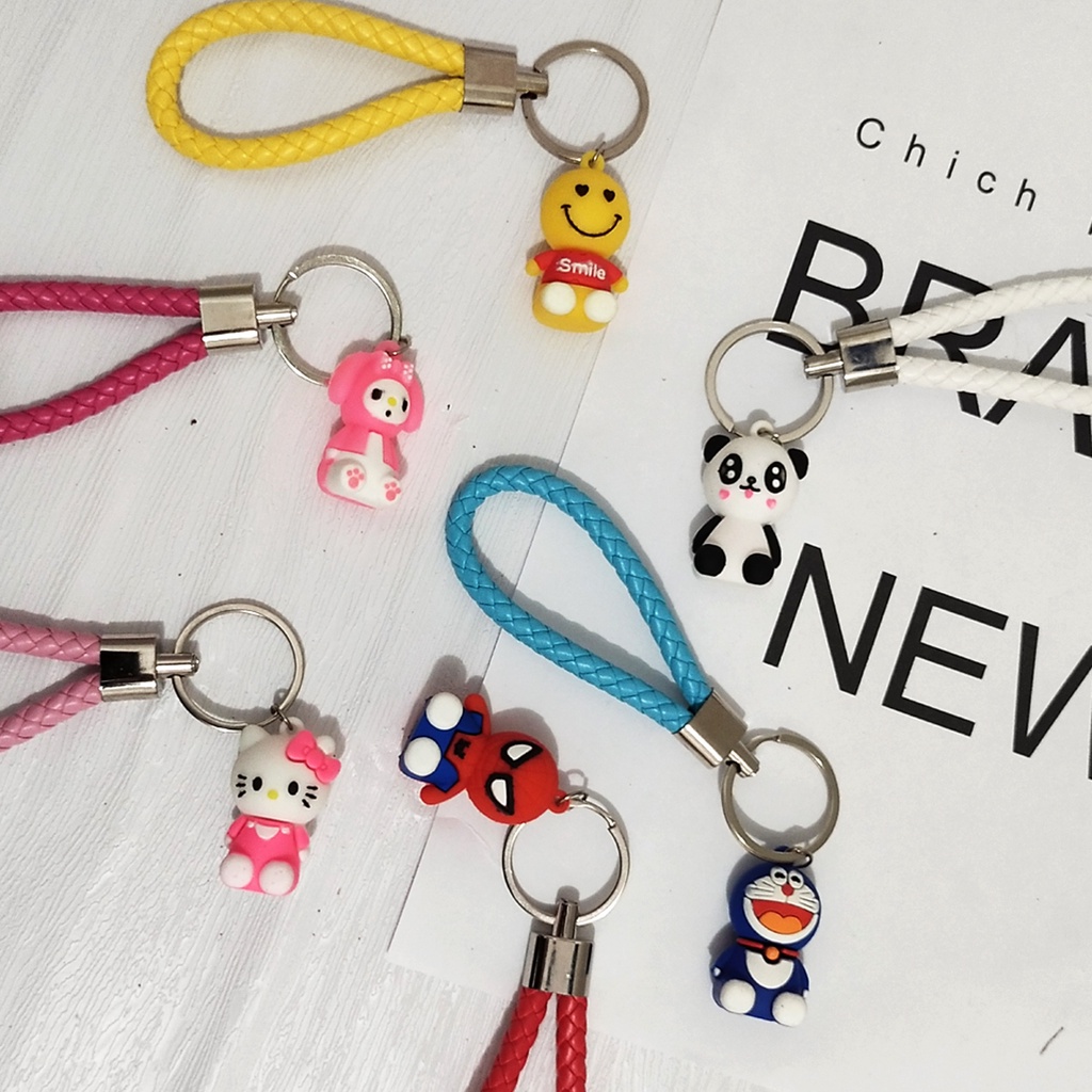 Gantungan kunci lucu ganci korea gantungan kunci Tambang karakter kartun doraemon hello kitty keychain spiderman