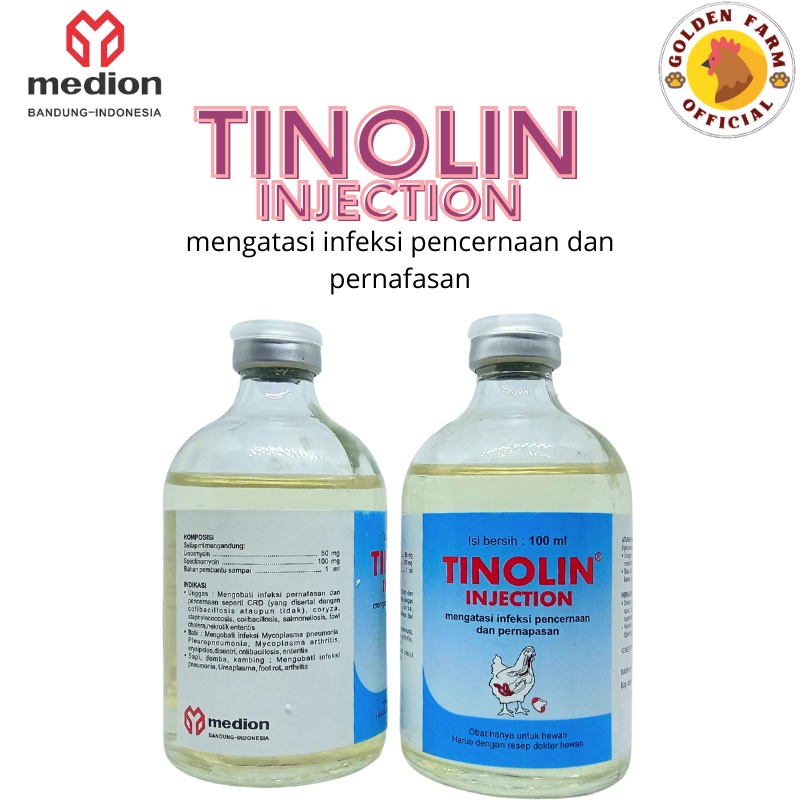 TINOLIN INJEKSI 100 ml Medion obat infeksi unggas sapi babi kambing