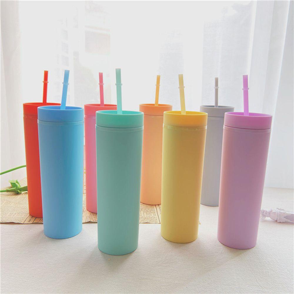 R-FLOWER Botol Air Minum Travel Gendong Dengan Tutup Pipet Suction Straw Cup