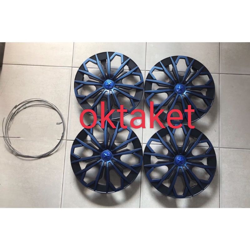 Dop velg cover tutup whelldop list Biru ring 13 &amp; 14 mobil universal Agya Ayla Kijang Carry Avanza Xenia Calya Sigra Corolla Etios Innova Limo Granmax Luxio Datsun go Kia visto Futura Karimun Wagon Soluna Starlet City Jazz Phanter Mirage Evalia  Apv Arena