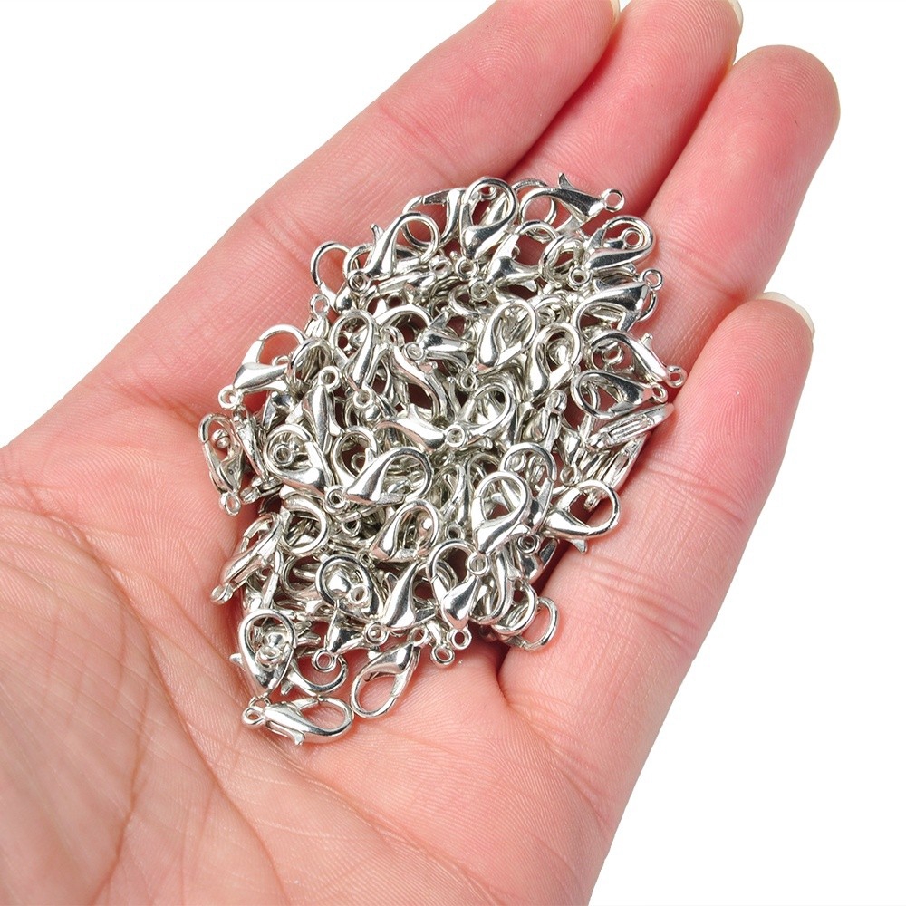 100 PCS Lobster Clasp Alloy Hooks Silver Color 12 x 6mm TOP Jewelry Accessories