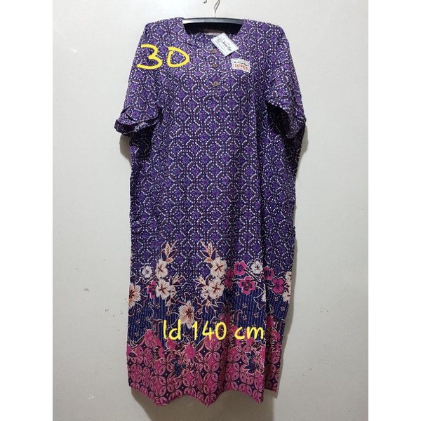 YULI - Daster kencana ungu  L5 JUMBO LD 135-150 CM PB 107 CM BATIK KU LEBEL PUTIH(KUP)-No 30