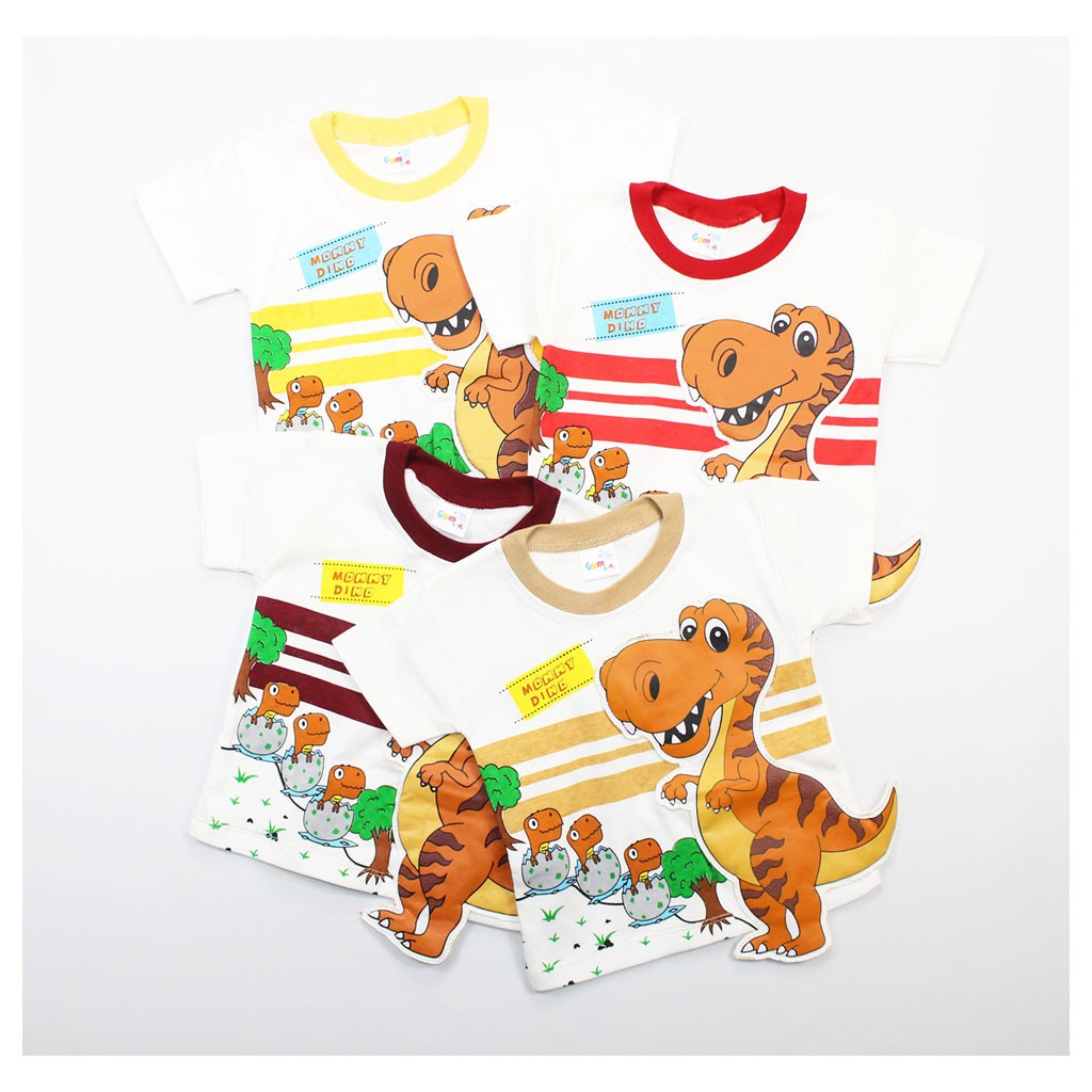 Setelan Baju Celana Anak Gambar Dino Dinosaurus Timbul Lucu Gumkids Art Gum5010