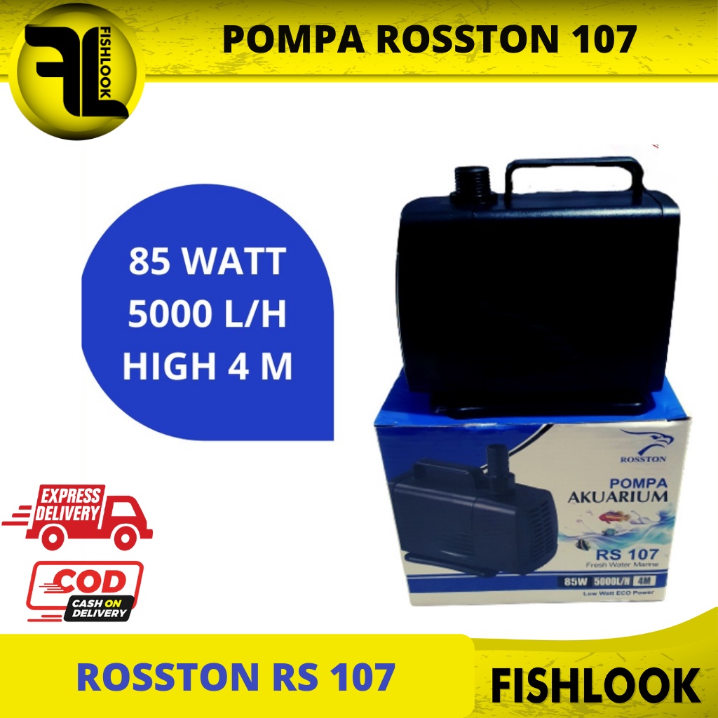 Rosston RS-107 RS107 RS 107 Pompa Celup Kolam Aquarium Hidroponik Powerhead 85 WATT HIGH 4 METER 5000 LITER PER JAM