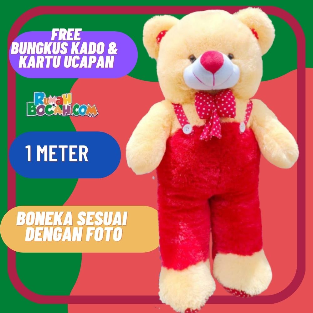 Boneka Beruang 1,1 m meter Teddy Bear Beruang Jumbo Besar Jojon Merah untuk Kado Ulang Tahun Anniver