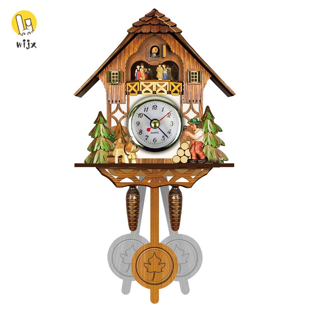 Wijxsummer Korean Antique Wooden Cuckoo Wall Clock Bird Time Bell Swing Alarm Watch Home Art Shopee Indonesia