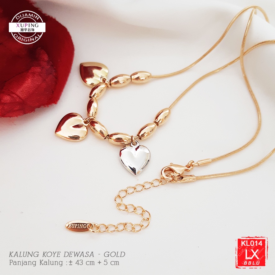 KL 014 Kalung Xuping Ori Kualitas Premium Rantai Belut Tiga Cinta Love Luxx Xuping