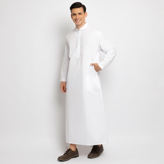 Jubah/Gamis Pria Dewasa Katun GP 06 White ORIGINAL by.Busana Arafah