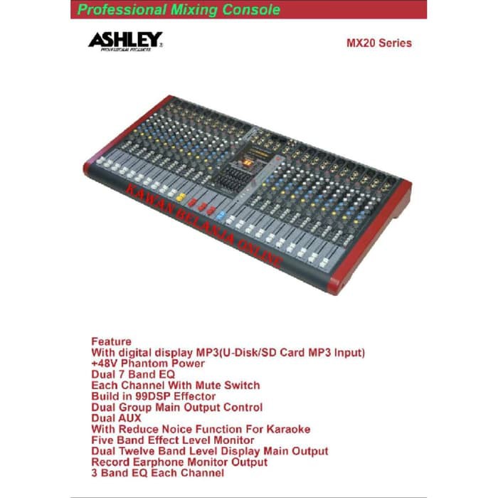 MIXER ASHLEY MX20 USB PROFESIONAL AUDIO [20 CHANNEL] ORIGINAL