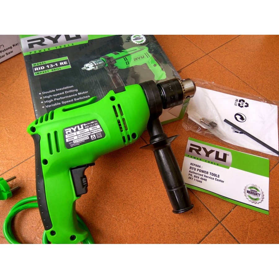 Impact drill 13mm RYU RID13-1RE mesin bor tembok beton besi