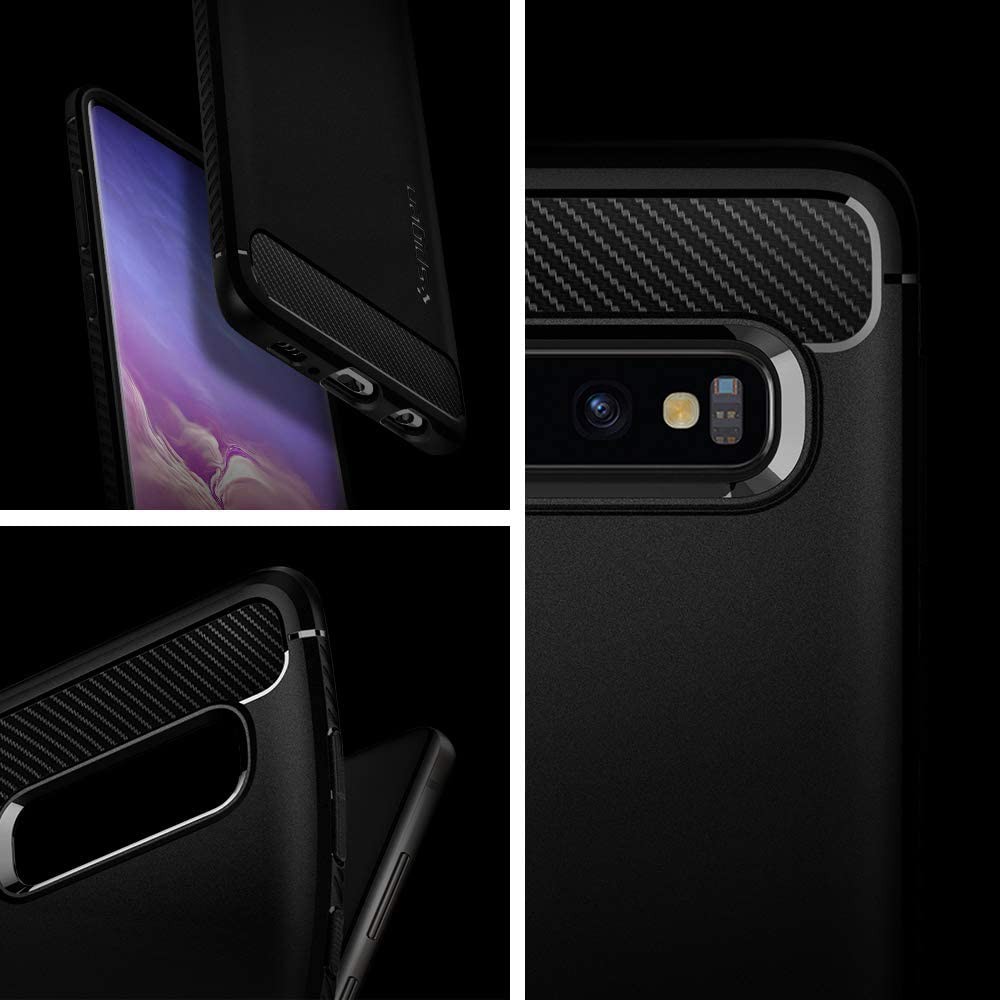 Case Samsung Galaxy S10 Lite / Plus / S10 / S10e Spigen Carbon Fiber Softcase Rugged Armor Casing