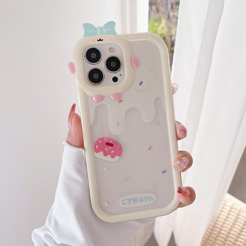 Soft Case Bening Desain Krim 3D Untuk iPhone 11 12 13 14 Pro Max 6s 6 Plus 7 8 Plus XR X XS Max SE 2020 2022 14 Plus