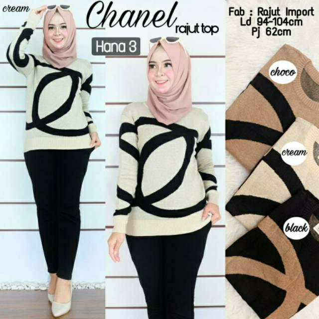 ATASAN RAJUT IMPORT CHANEL, BAHAN RAJUT IMPORT, LD. 94-104 PB. 62, PRODUK BEST SELLER