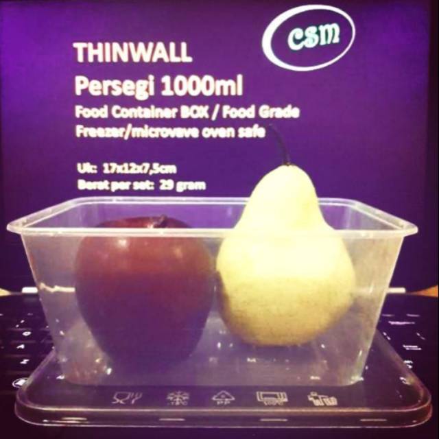 Thinwall persegi 1000 ml, OTI Pack, 25 set