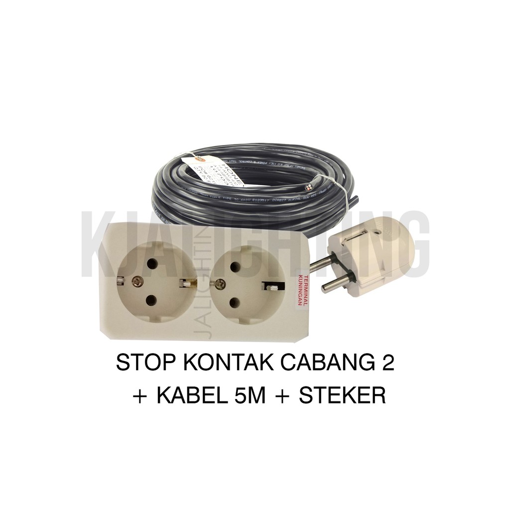 STOP KONTAK CABANG 2 + KABEL 5M + STEKER BUNDLE