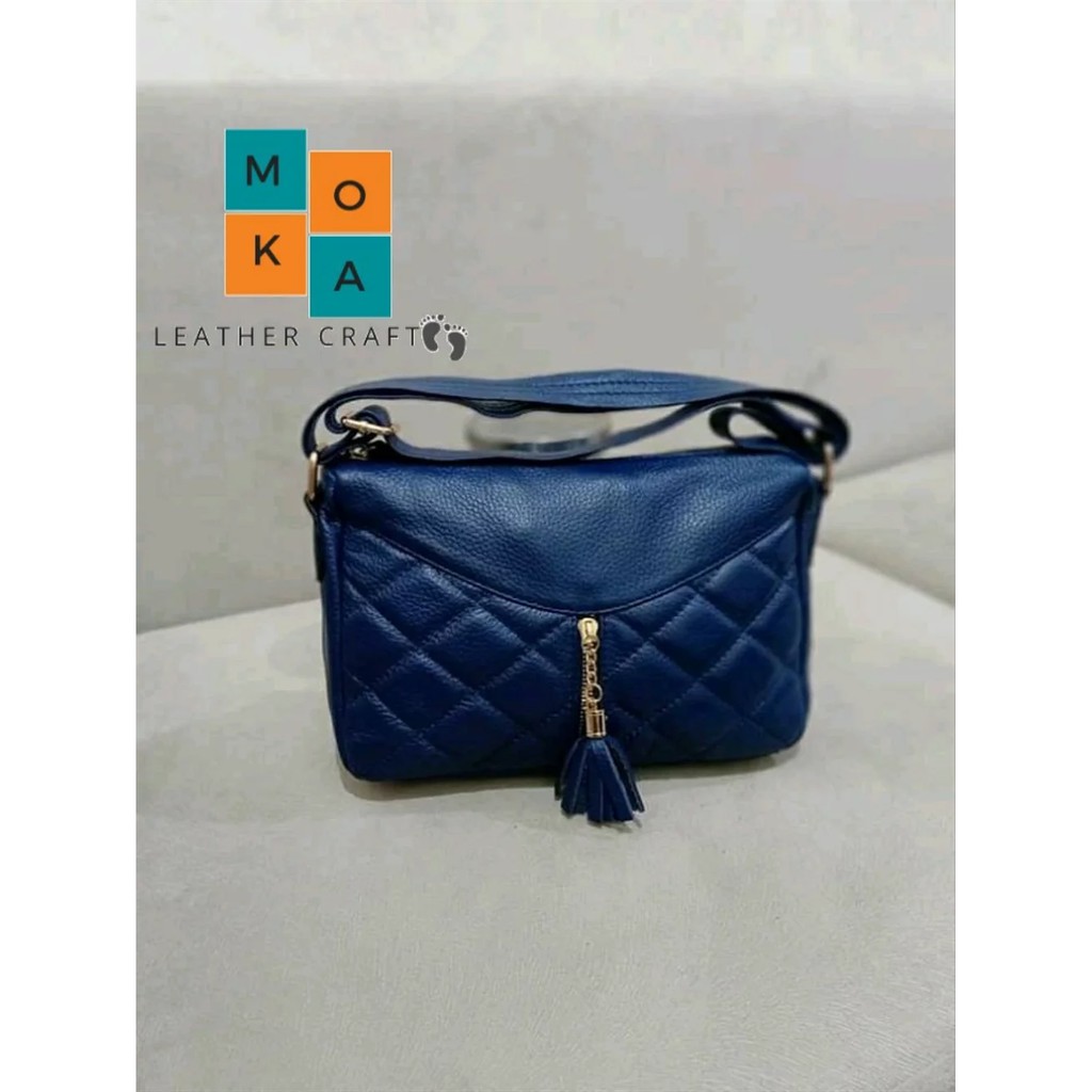 TAS KULIT GARUT WARNA BIRU NAVY TERBARU