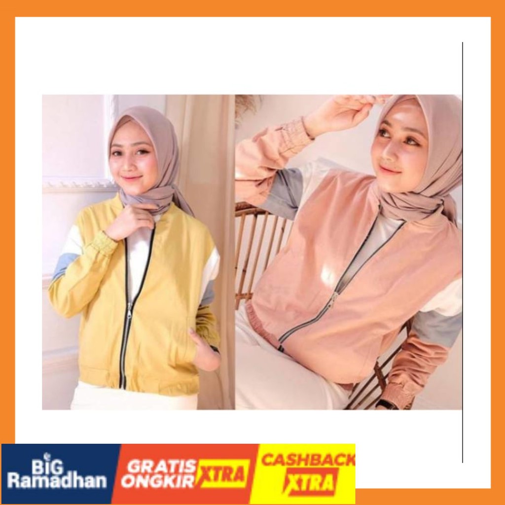 FASHION AHHA NEW RAPID BOLAK BALIK ORIGINAL/ CHIKA BOMBER KANVAS JAKET