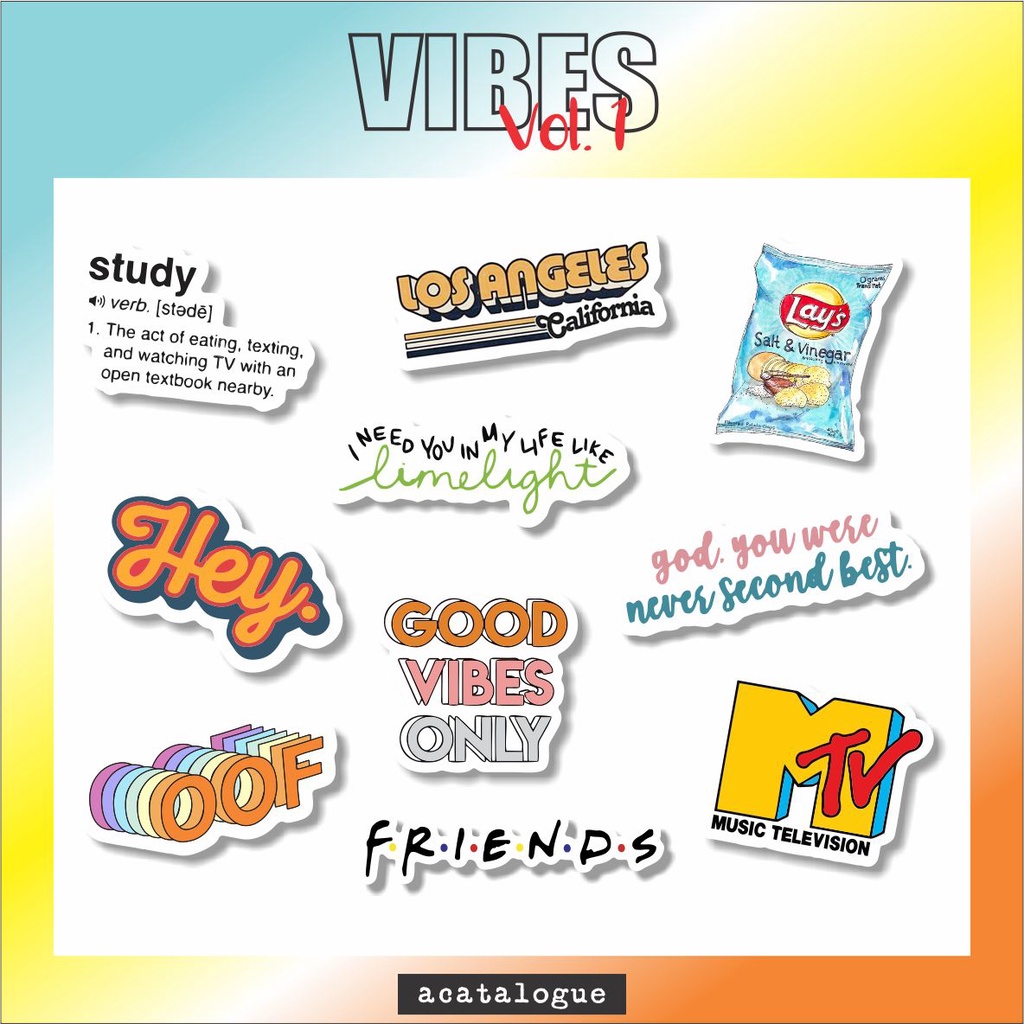 

Sticker Vinyl Aesthetic Case Handphone laptop Tumblr Custom Skateboard Helm Good Vibes || VIBES VOL.1