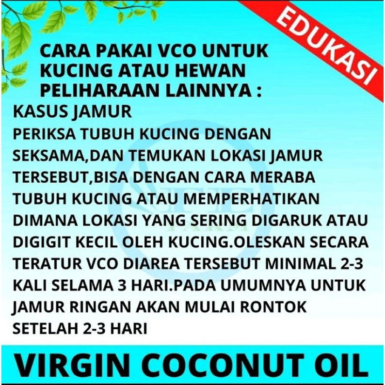 VCO Kucing Anjing 100ml Minyak Kelapa Murni 100% FEFARM Cocok Untuk Hewan Peliharaan