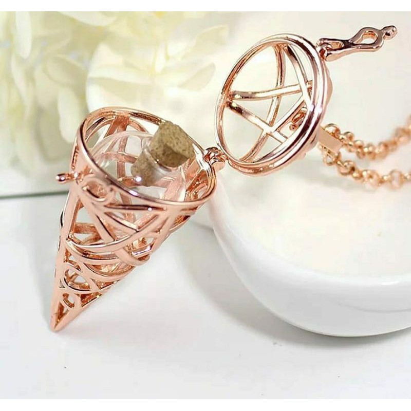 kalung diffuser rose gold pentagram