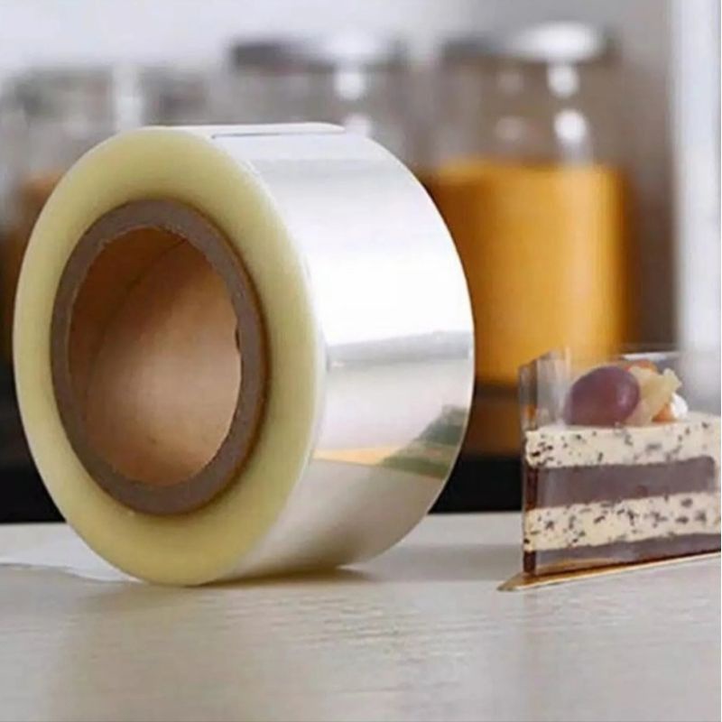 8cm x 50meter Plastik Opp tipis lemas (BUKAN MIKA) lentur bening pinggiran tiramisu cake