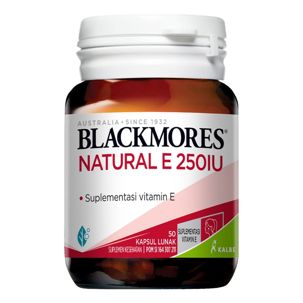 BLACKMORES Natural Vitamin E 250 IU 50 Kapsul BPOM HALAL KALBE ANTIOKSIDAN KOLESTEROL DAYA TAHAN