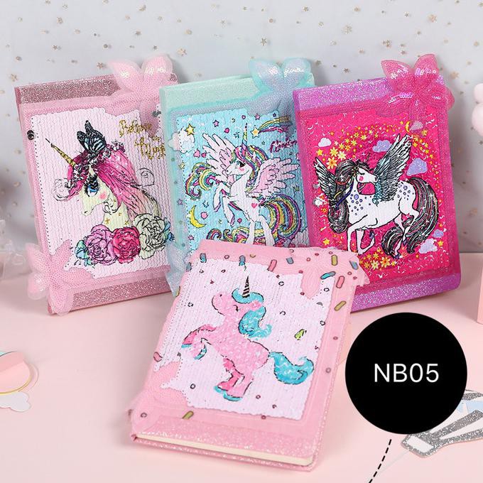 

[[BISA COD]] Notebook unicorn buku tulis agenda diary sequin NB05
