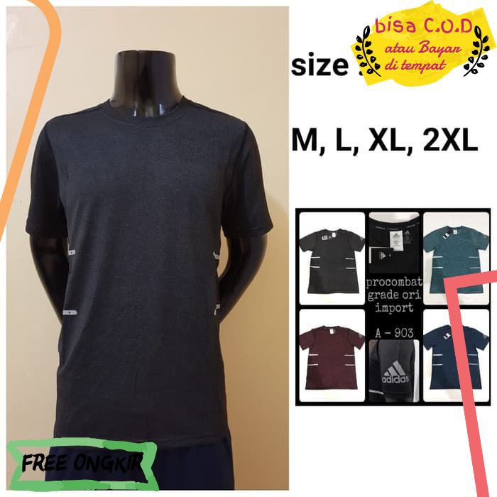 [COD]431 KAOS PROCOMBAT PRIA RUNNING / GYM ADIDAS TEE IMPORT GRADE ORIGINAL - WARNA HITAM