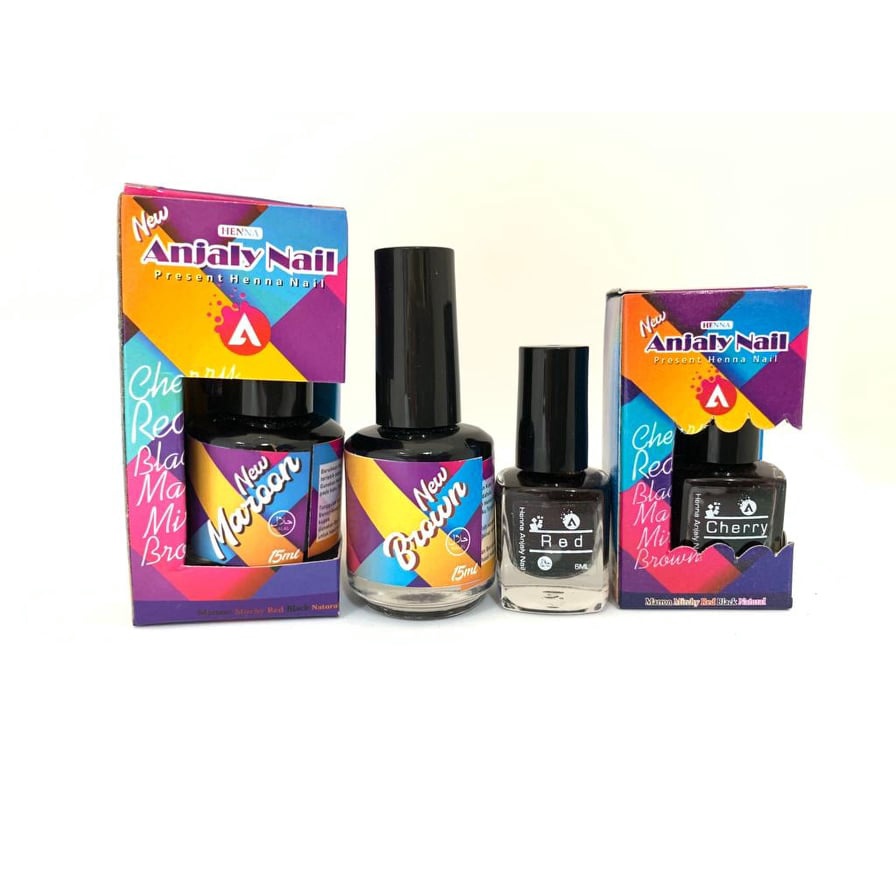 ANJALY KUTEK - ANJALY NAIL HENNA - Black Red Cherry Maroon Brown Mirchi - Kuteks Pacar / Cat Kuku He