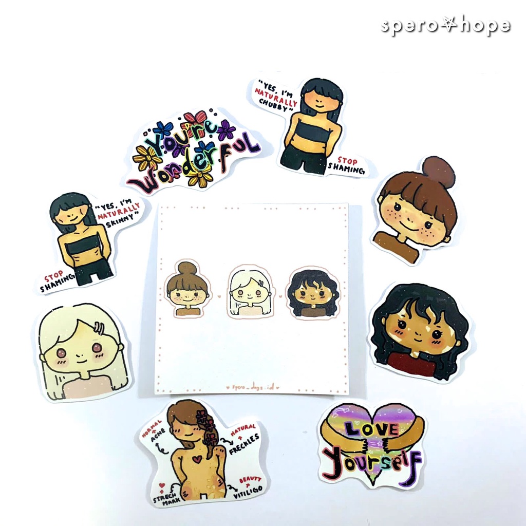 

SPEROHOPE - #LOVEYOURSELF Isi 8 pcs Cute Aesthetic Sticker Laptop Sticker Love Yourself DIY Diary Sticker Jurnal BUJO Planner Deco Stiker Hias Stiker Laptop