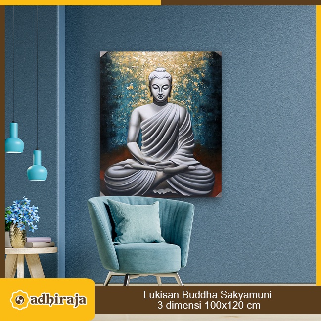 Lukisan / Painting Buddha Sakyamuni 3 Dimensi Kanvas 100x120 cm