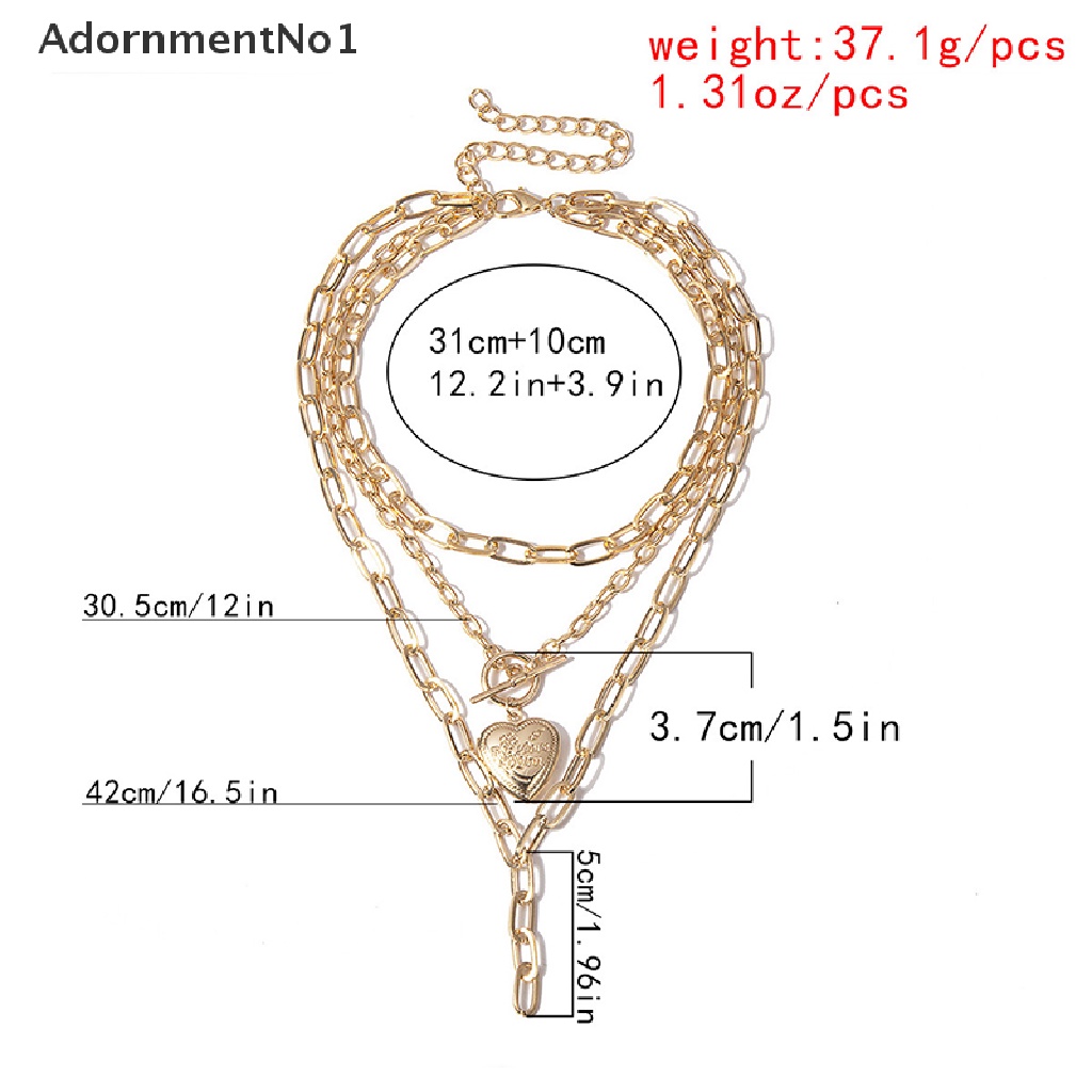 [AdornmentNo1] Y Multi Layer Love Heart Locket Necklace Women Punk Gold Chain Hiphop Jewelry OT [new]