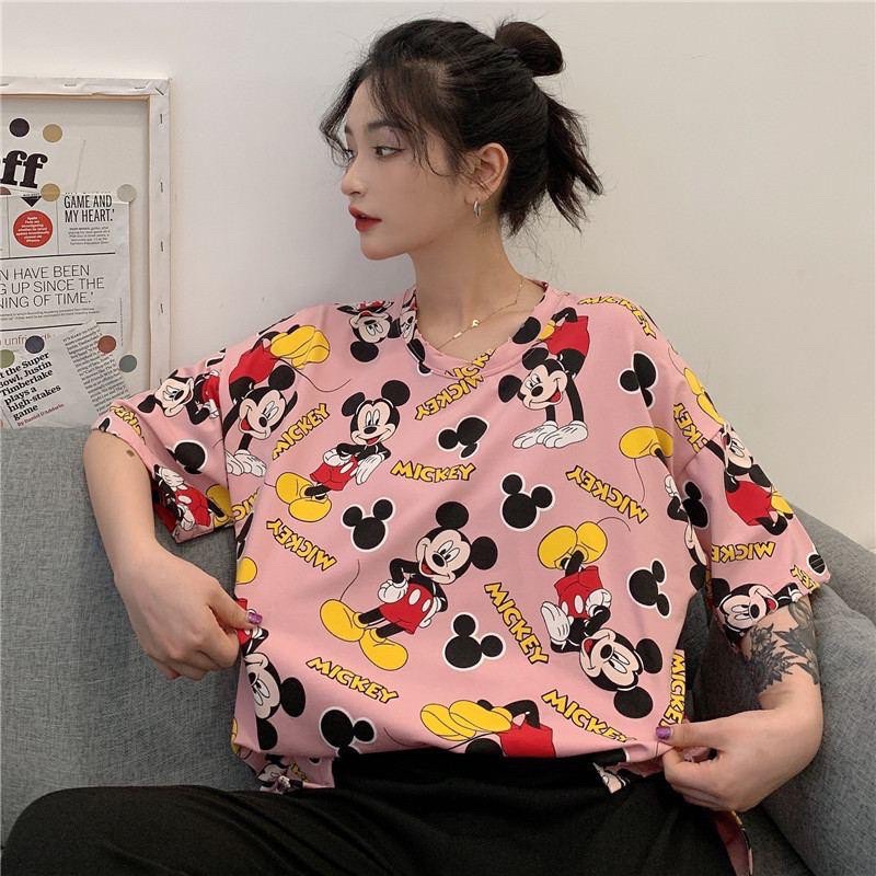 Oversize Tee Tshirt Wanita Motif Mickey Berdiri 1