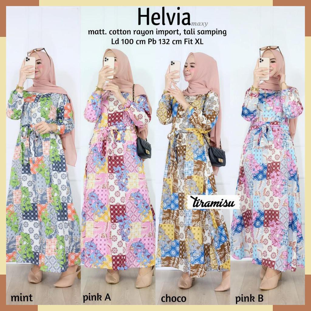 DRESS GAMIS. HELVIA DRESS. FASHION MUSLIM WANITA. BY TIRAMISU