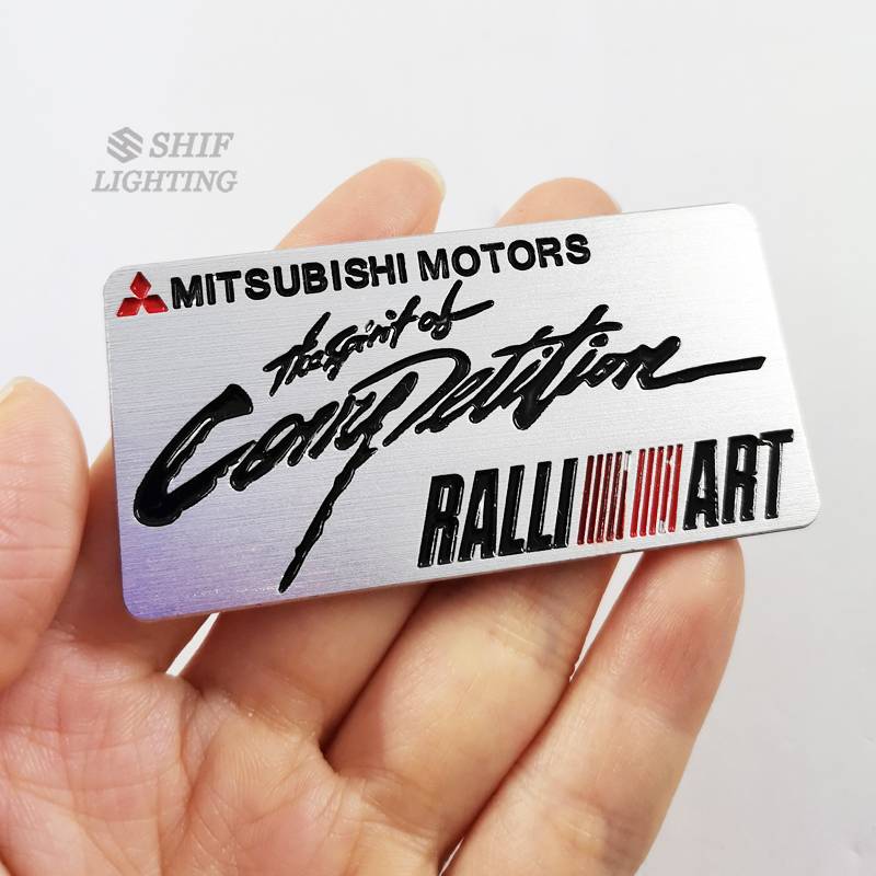 1pc Stiker Emblem Logo Mitsubishi Ralliart Revolution Bahan Metal Untuk Dekorasi Mobil