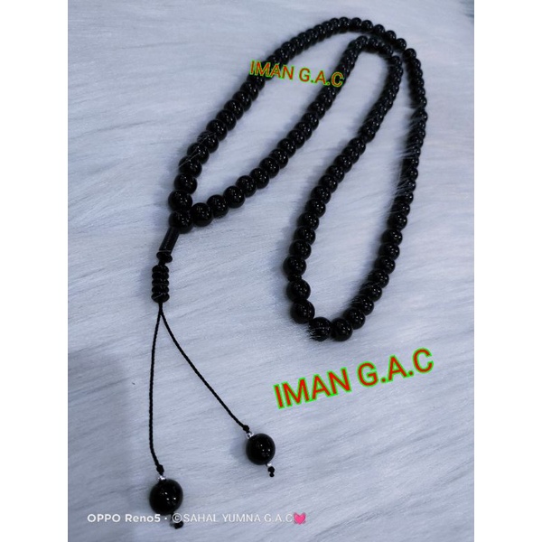 tasbih batu hitam 5mm.6mm 99butir/tasbih batu limbad black jade/tasbih limbad hitam oleh2 haji