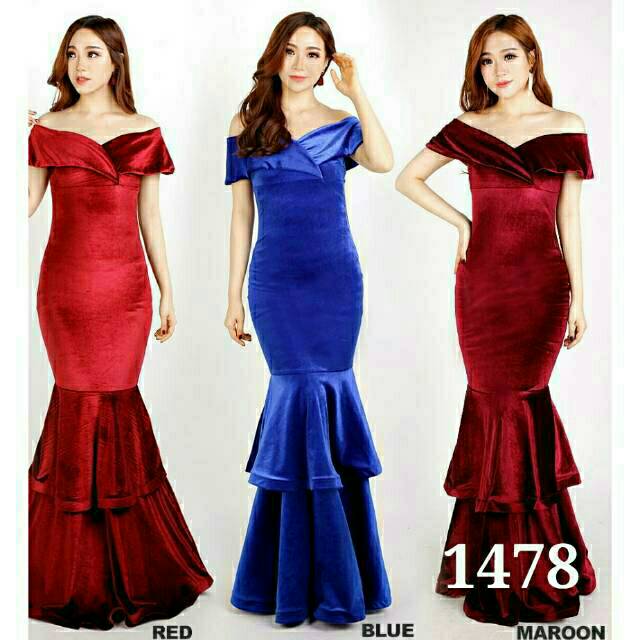 Dress 1478 Bludru Original Dress Pesta Simple dress Bludru 8478