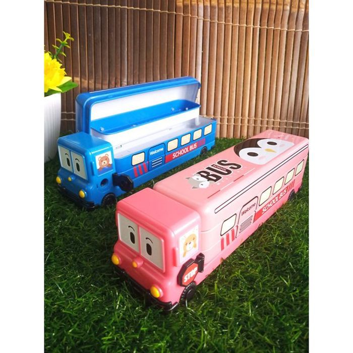 

Kotak Pensil / Tempat Pensil Kaleng Bus 3 tingkat + Rautan