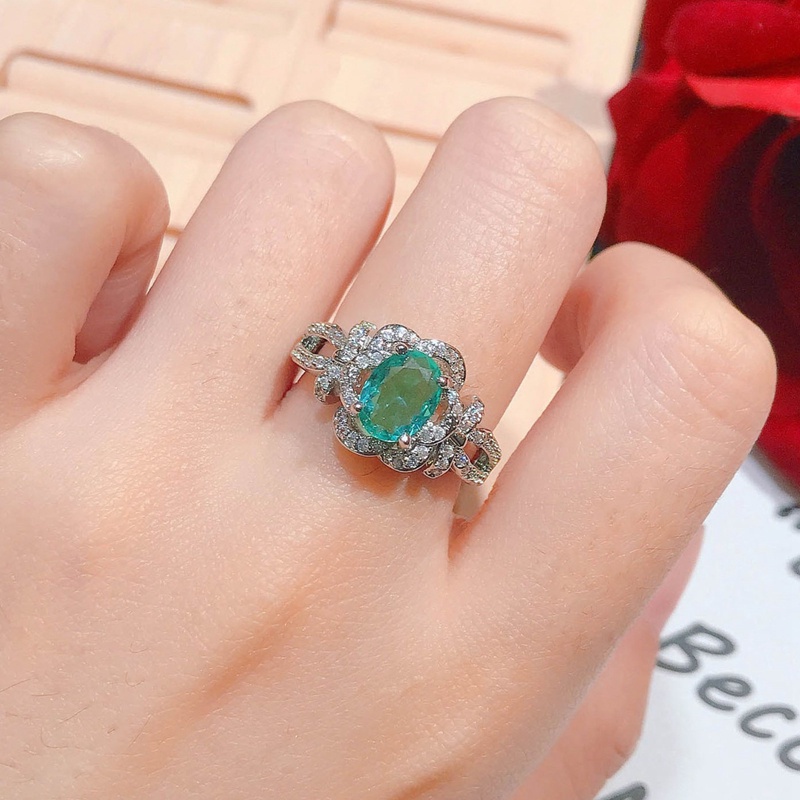 Fancyqube Cincin Silver 925 Wanita Desain Bunga Mawar Hias Zircon Oval Handmade Adjustable