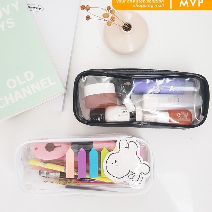 

Tempat Pensil Kotak Pensil Dompet Pouch PVC Transparan Resleting Kapas