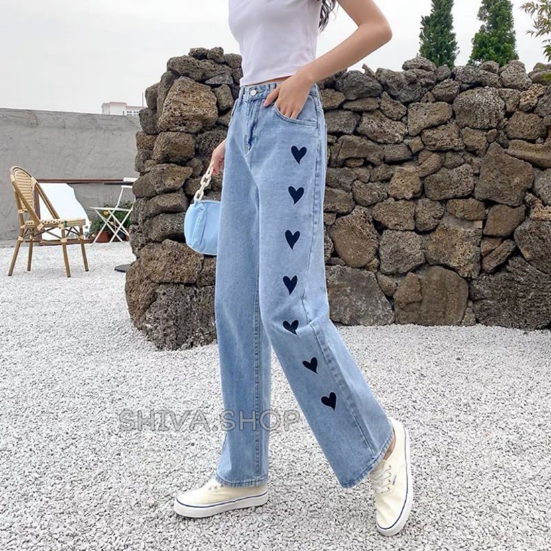 HIGH WAIST KULOT LOVE/KULOT JEANS LOVE/CELANA PANJANG HIGHWAIST KULOT JEANS LOVE BOY FRIEND JEANS/HI