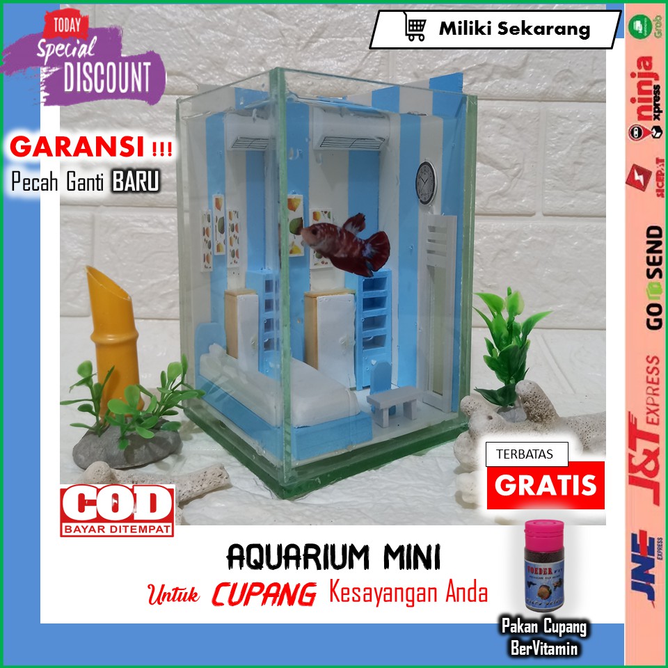 AQUARIUM MINI Akuarium Soliter Mini Kamar Kos Ikan Cupang Guppy Hias MInimalis Unik Cantik