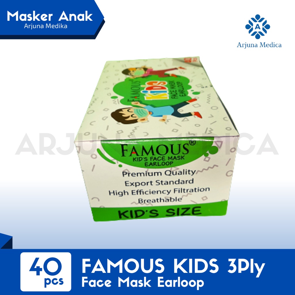 Masker Anak 3ply Famous Motif Isi 40 Pcs | Masker Anak Earloop